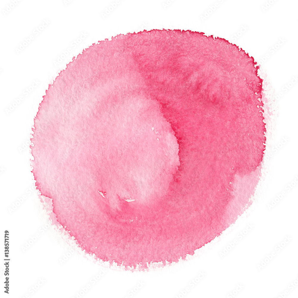 Pastel pink circle painted in watercolor on clean white background Pastel pink circle painted in watercolor on clean white background