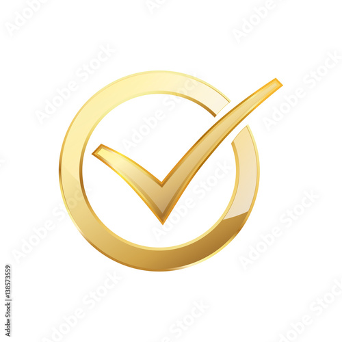 Golden check mark. Vector illustration
