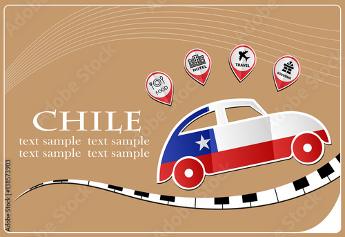 car icon made from the flag of Chile