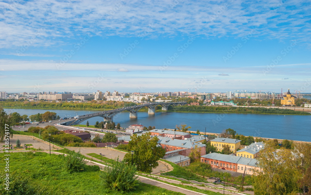 View of the Volga River and the bridge in Nizhny Novgorod
