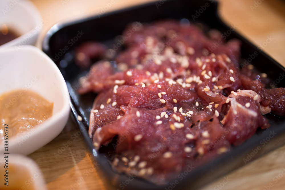 marinated pork with white sesame marinated pork with white sesame