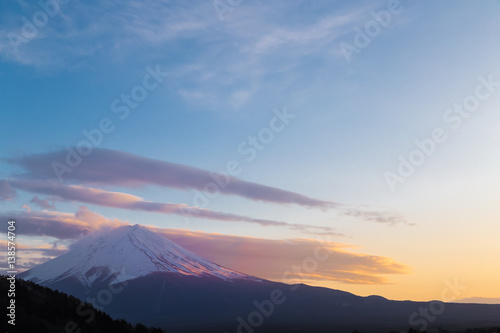 The Mt.Fuji. It's time for dusk.The shooting location is Lake Kawaguchiko, Yamanashi prefecture Japan.