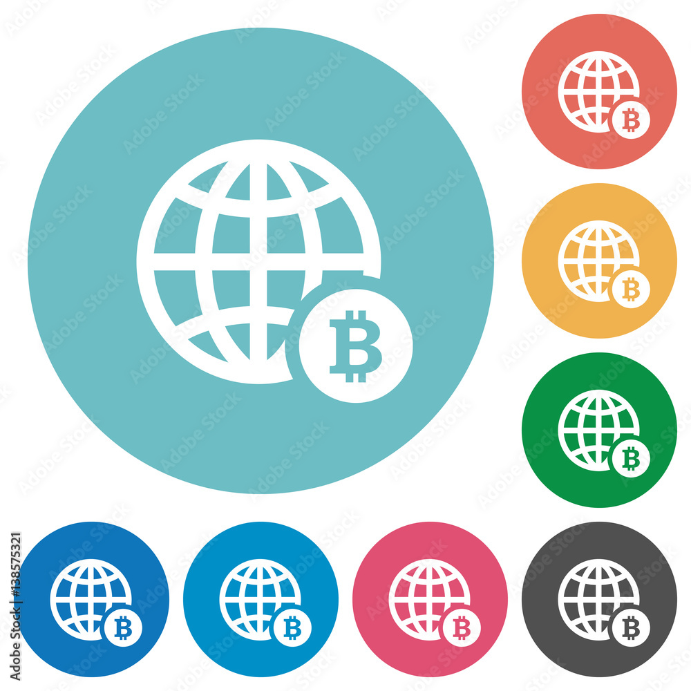 Online Bitcoin payment flat round icons Online Bitcoin payment flat round icons