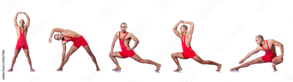 Young wrestler isolated on the white Young wrestler isolated on the white