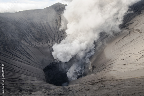 Crater of Mount Bromo. Mount Bromo is an active volcano and part of the Tengger massif in East Java, Indonesia