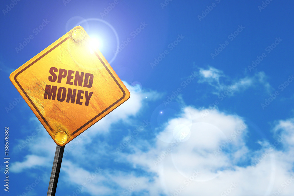 Naklejka premium spend money, 3D rendering, traffic sign