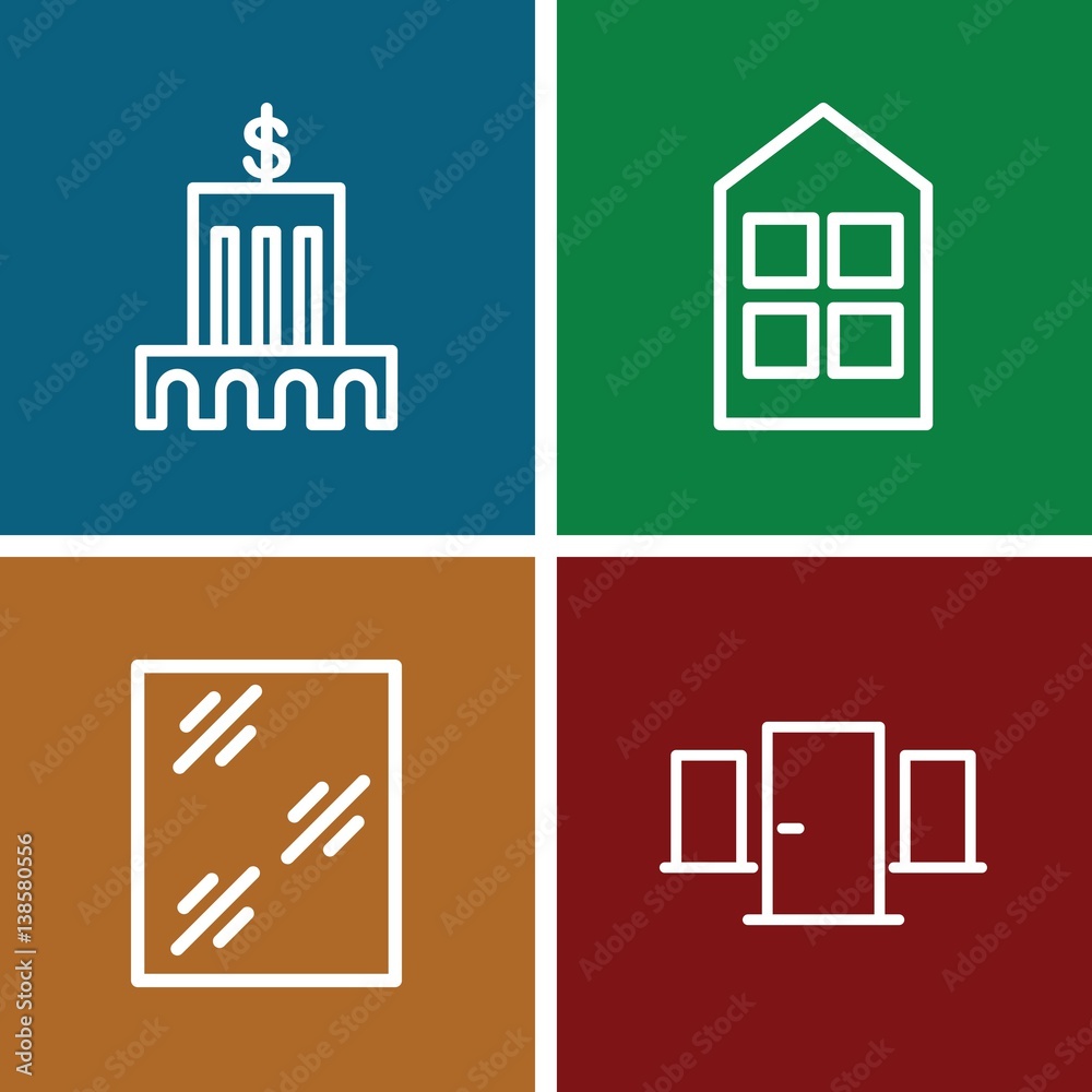 Set of 4 architectural outline icons
