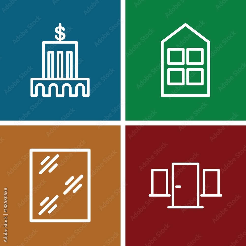 Fototapeta premium Set of 4 architectural outline icons