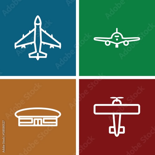Set of 4 airplane outline icons