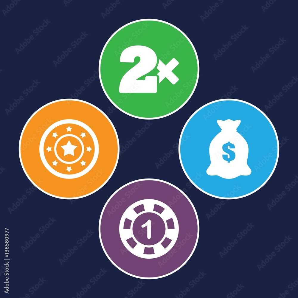 Set of 4 coin filled icons Set of 4 coin filled icons