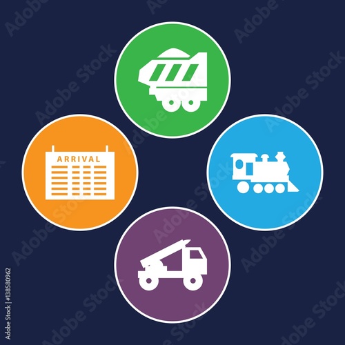 Set of 4 train filled icons