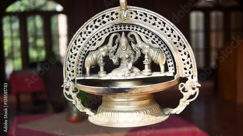 Mahavidya great wisdom Devi Kamalatmika Kamala Gold indian goddess and two elephant sculpture photo