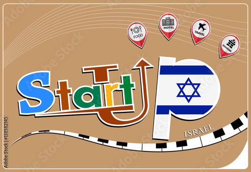 Startup  design made from the flag of Israel, conceptual vector illustration