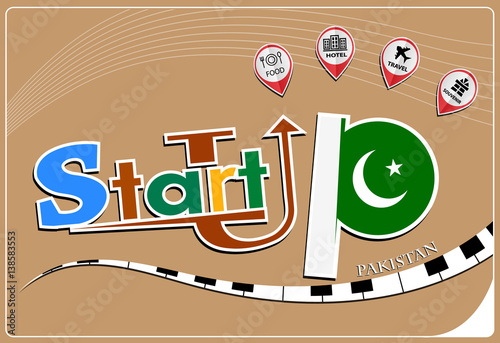 Startup  design made from the flag of Pakistan, conceptual vector illustration