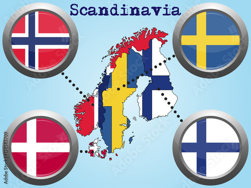 Scandinavia map flag button