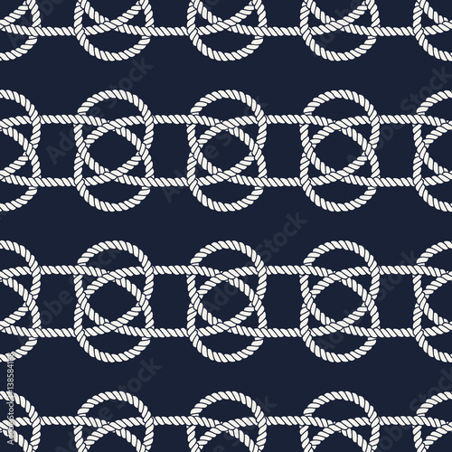 Seamless nautical rope pattern. Carrick Bend knot