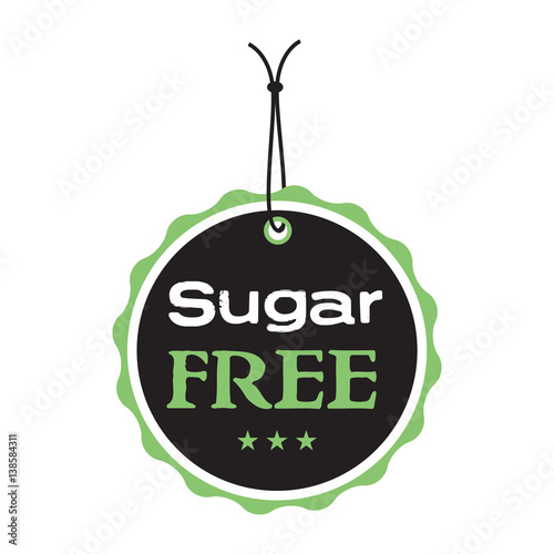Isolated black tag with the text sugar free written in white and green