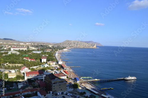 sea,beach,Crimea,Sudak,fortress,castle,Genoese fortress,Ukraine,mountains,cliffs,rocks, sea,sky,blue sky,sun,sea, stones,waves,spray,water,cat,gray cat,cat,smoothie,drink,glass,cherry,cocktail,Seagull