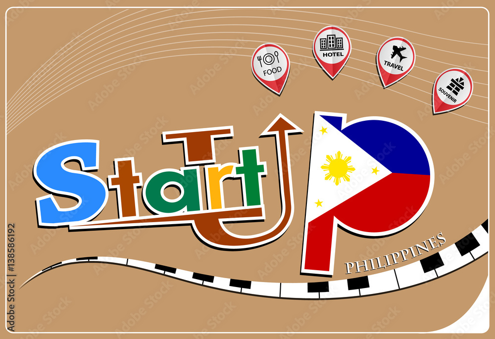 Startup  design made from the flag of Philippines, conceptual vector illustration