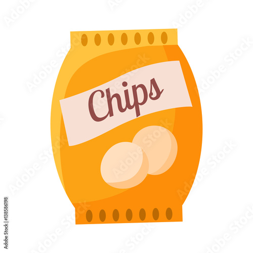 Bag Of Potato Chips Snack, Cinema And Movie Theatre Related Object Cartoon Colorful Vector Illustration
