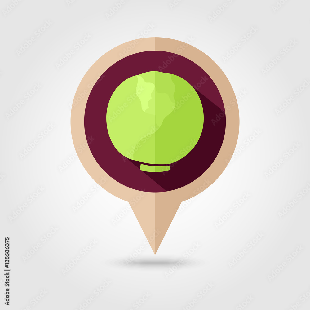 Cabbage flat pin map icon. Vegetable vector Cabbage flat pin map icon. Vegetable vector