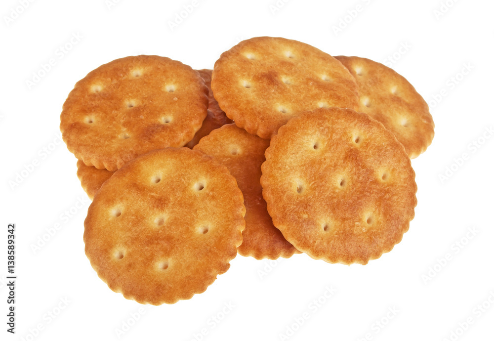 Cracker cookies isolated on white background Cracker cookies isolated on white background