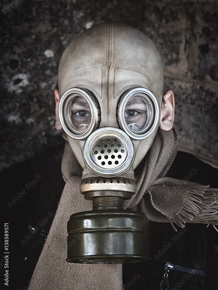 man in an old gas mask closeup Stock Photo | Adobe Stock