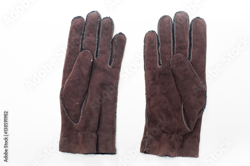 leather gloves on a white background