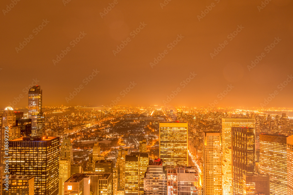 Night view of New York Manhattan during sunset Night view of New York Manhattan during sunset