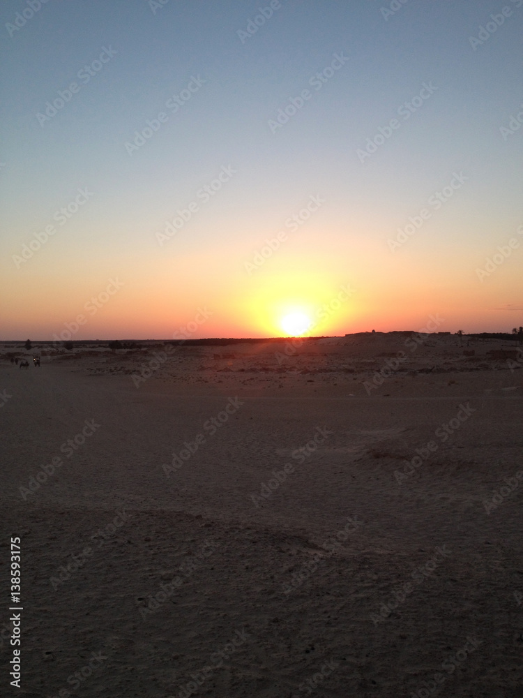 Sunrise in the Sahara desert, Tunisia