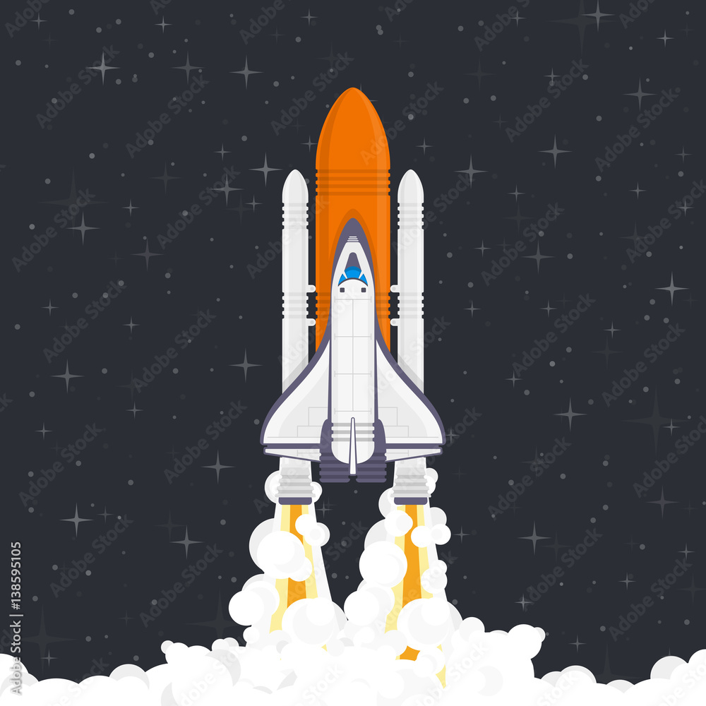 Naklejka premium Space rocket launch vector.