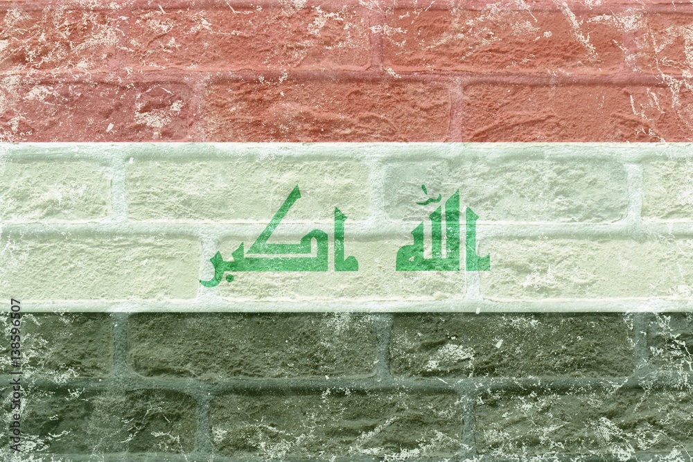Obraz premium Old Iraq flag on bricks