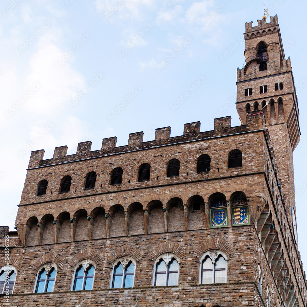 building of Palazzo Vecchio in morning