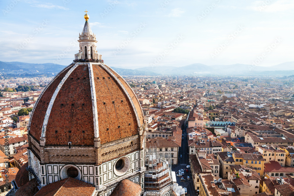 above view Dome of Cathedral and Florence town