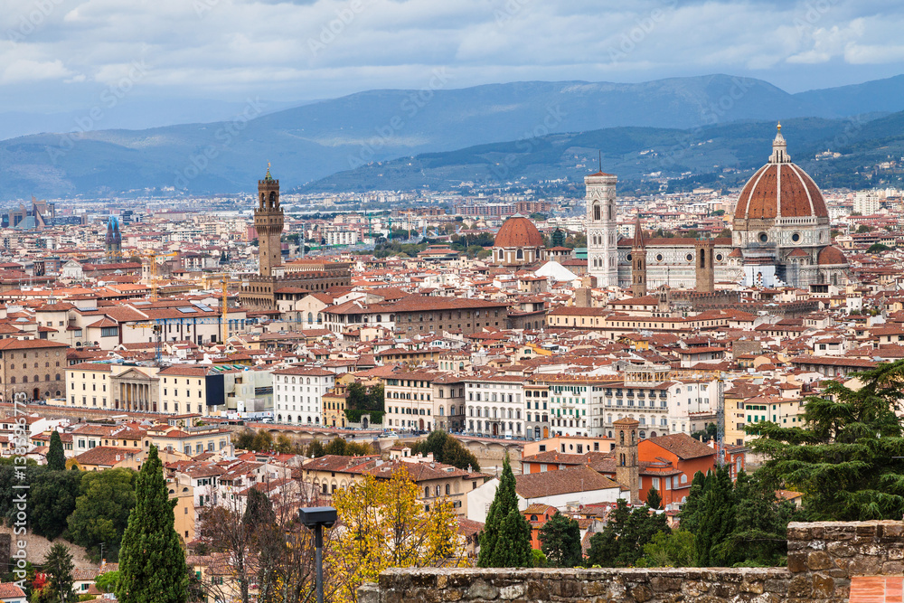 skyline center of Florence city in autumn