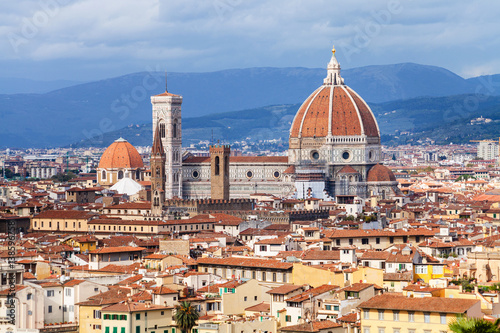 above view of Florence city with Duomo