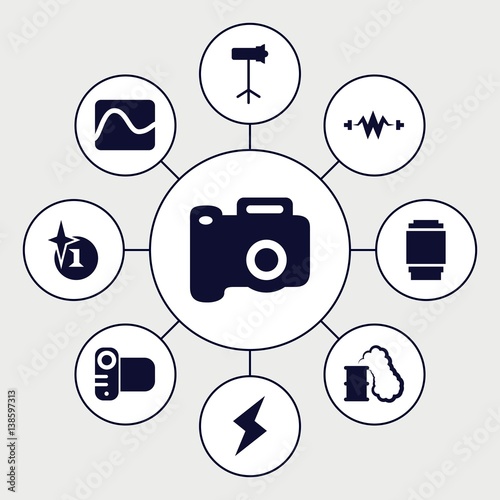 Set of 9 flash filled icons photo