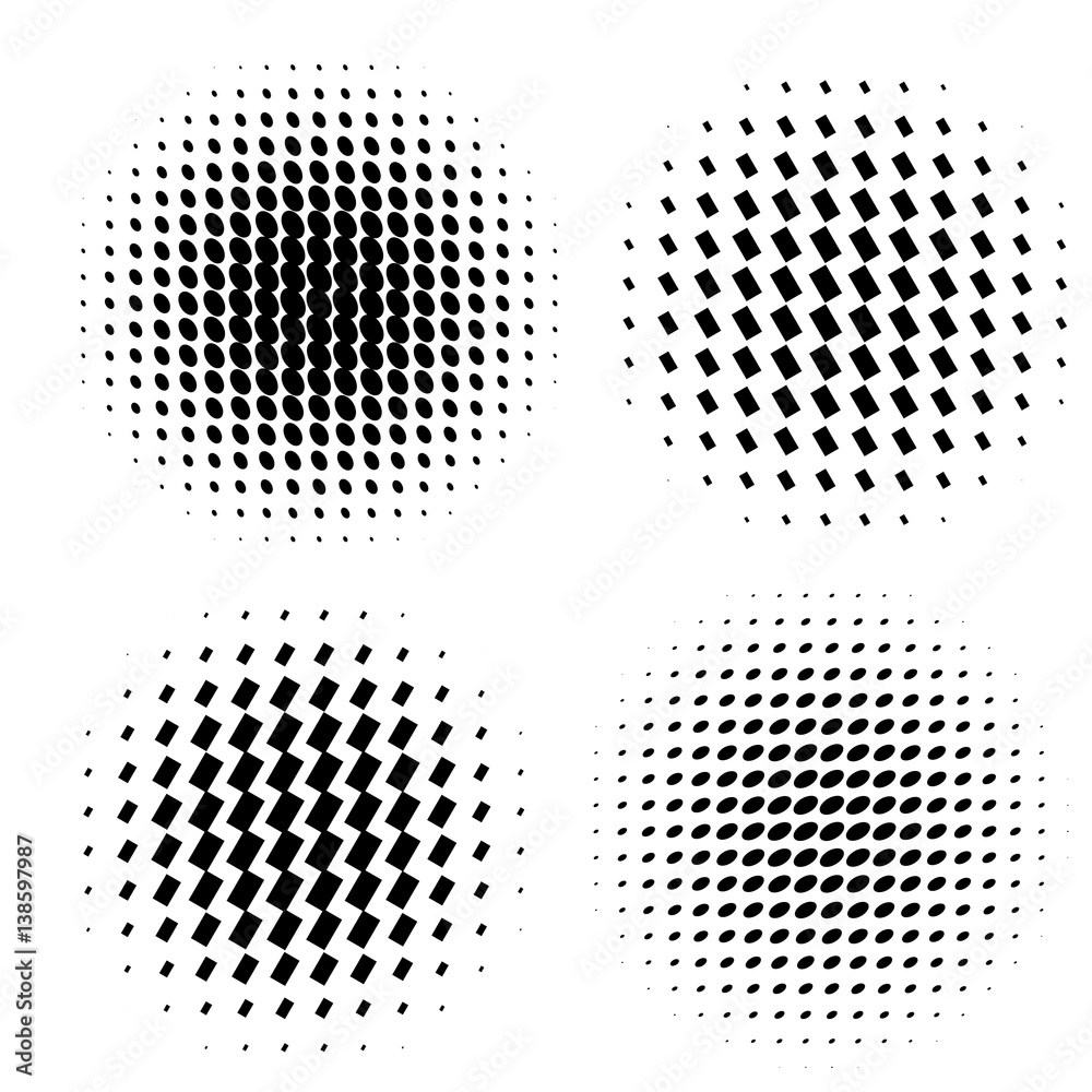 abstract halftone circle shapes set. Design elements
