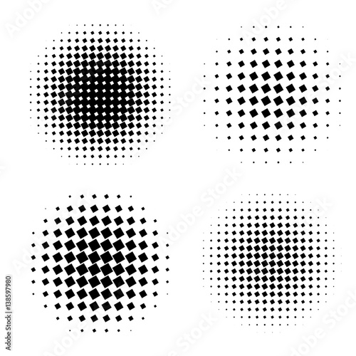 abstract halftone circle shapes set. Design elements