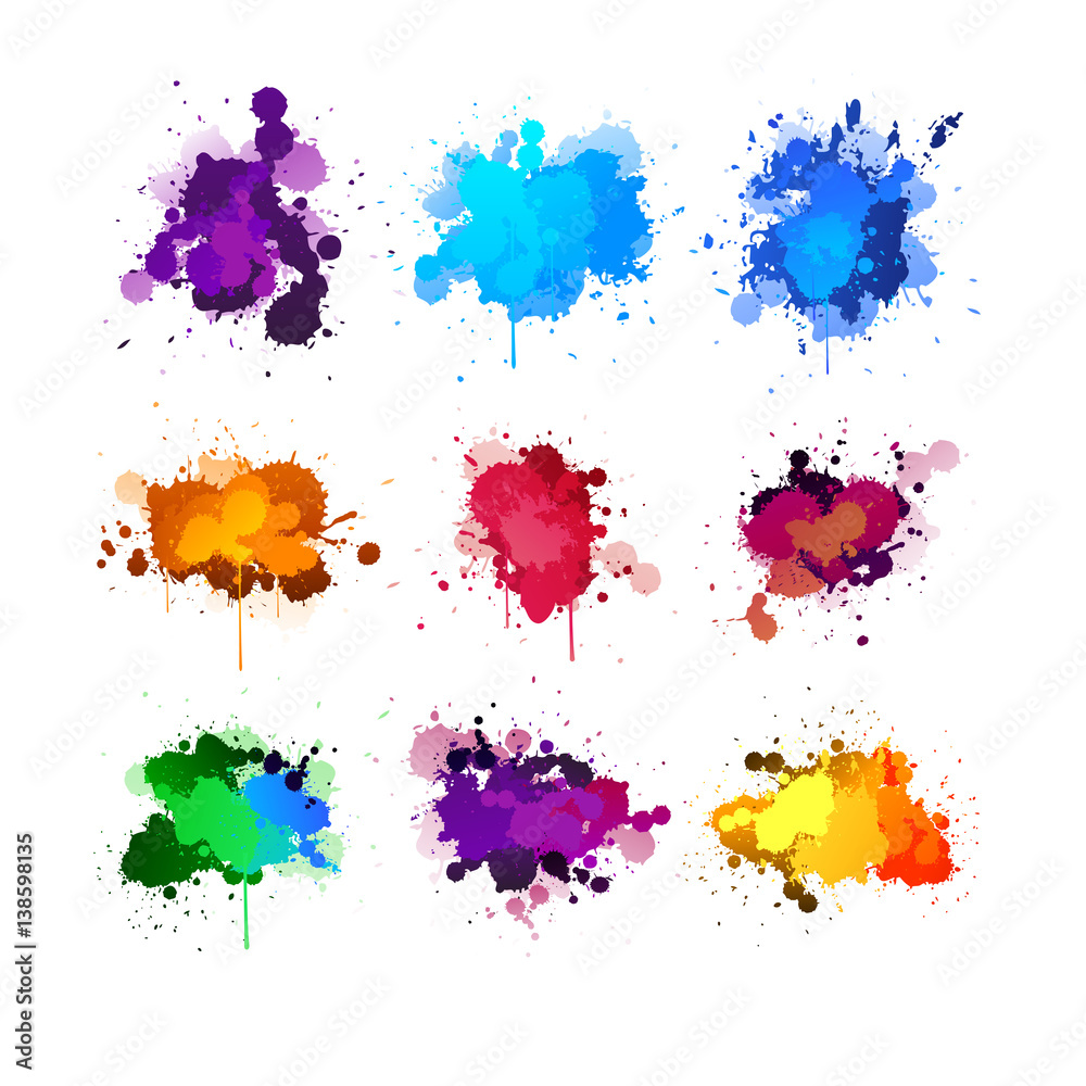 colorful ink splashing set
