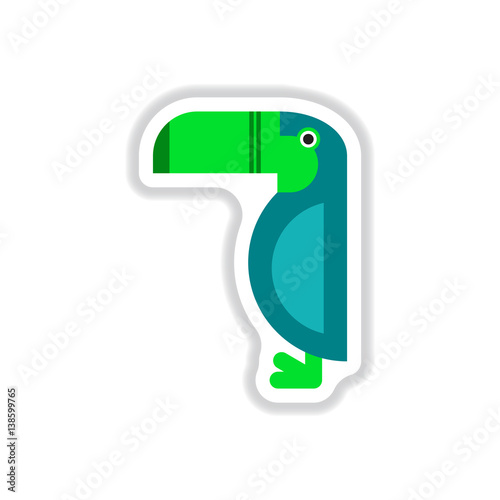 Vector illustration in paper sticker style Kakadu bird