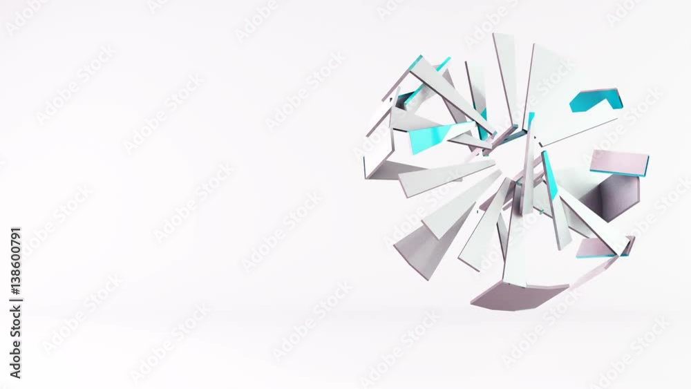 Abstract flying rotating 3d ring shape building from small elements Abstract flying rotating 3d ring shape building from small elements