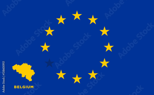 EU flag with Belgium country. European Union membership Belgium