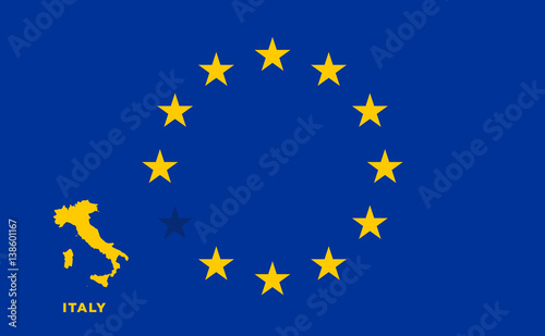 EU flag with Italy country. European Union membership Italy