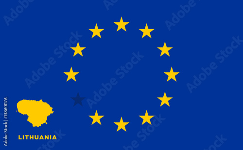 EU flag with Lithuania country. European Union membership Lithuania