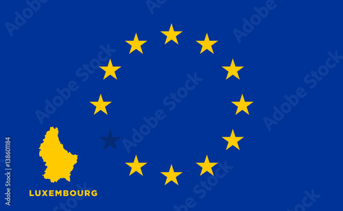 EU flag with Luxembourg country. European Union membership Luxembourg