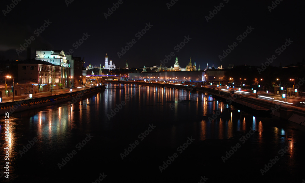 Night Moscow Kremlin Center