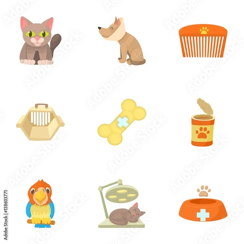 Veterinary icons set, cartoon style © ylivdesign