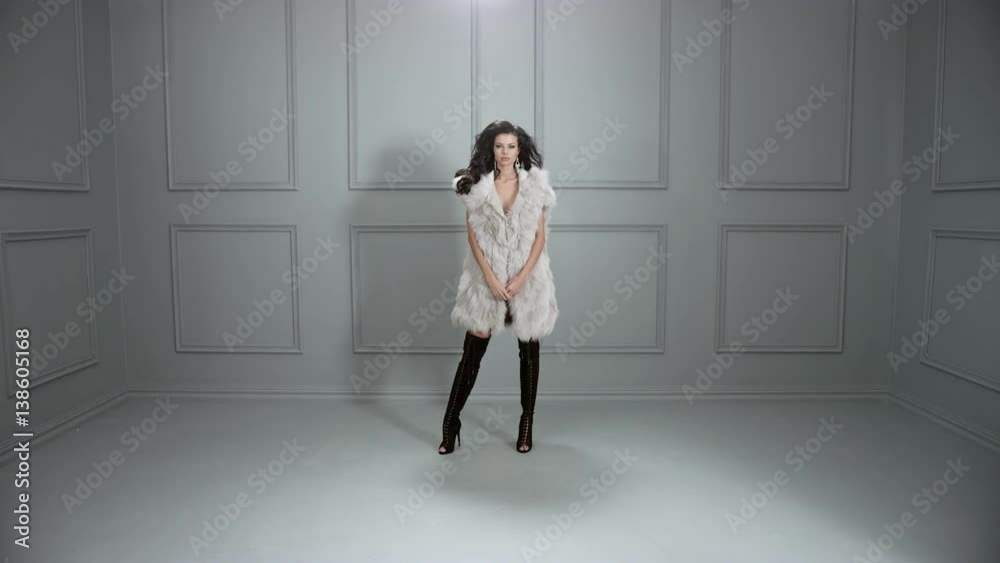 Pretty lady wearing a fur coat Pretty lady wearing a fur coat