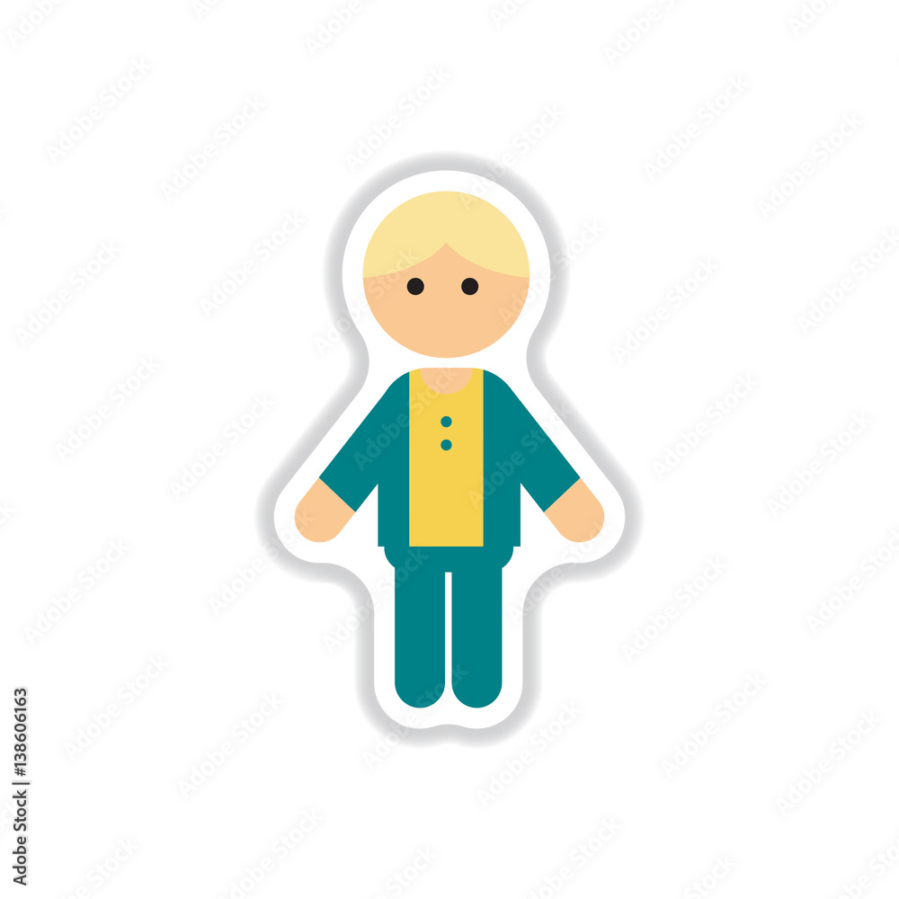Vector illustration in paper sticker style little boy Vector illustration in paper sticker style little boy